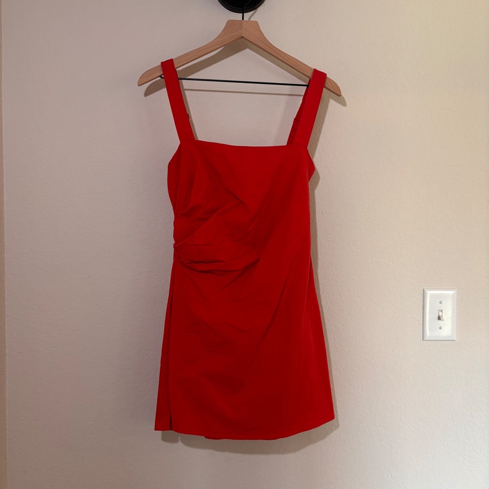 Mustard Seed Dress Ruched Mini L Cotton Stretch Red Tomato Girl Aesthetic